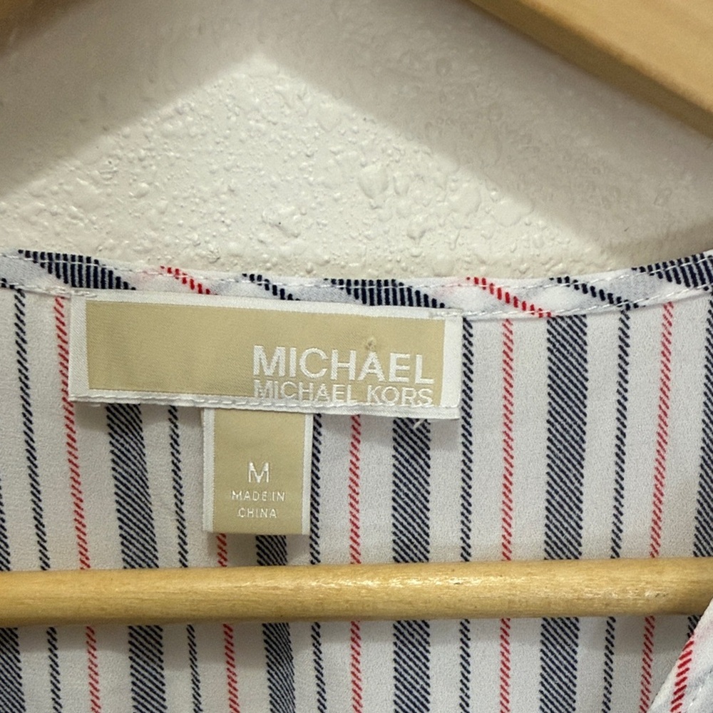 Michael Kors Blue and Red Striped Blouse, Size M - Picture 2 of 3
